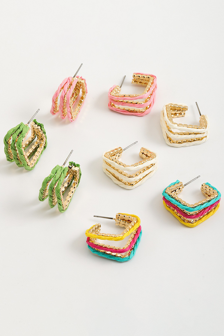 Rattan Detail Gold Plated Alloy Earrings