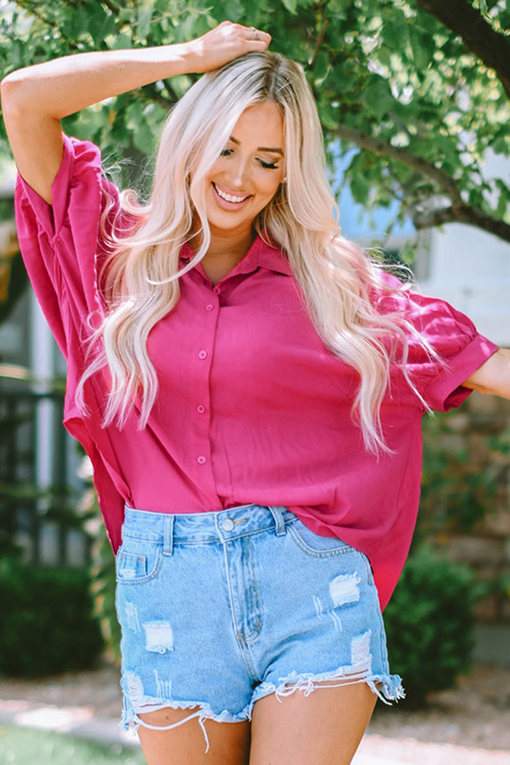 Rose Soft Oversize Dolman Shirt