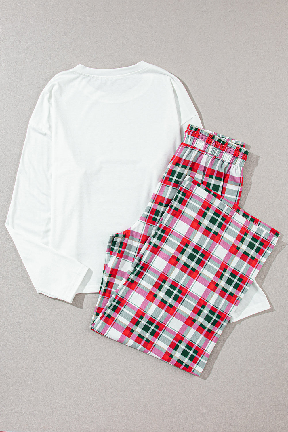 Merry Christmas Plaid Print Two Piece Lounge Set
