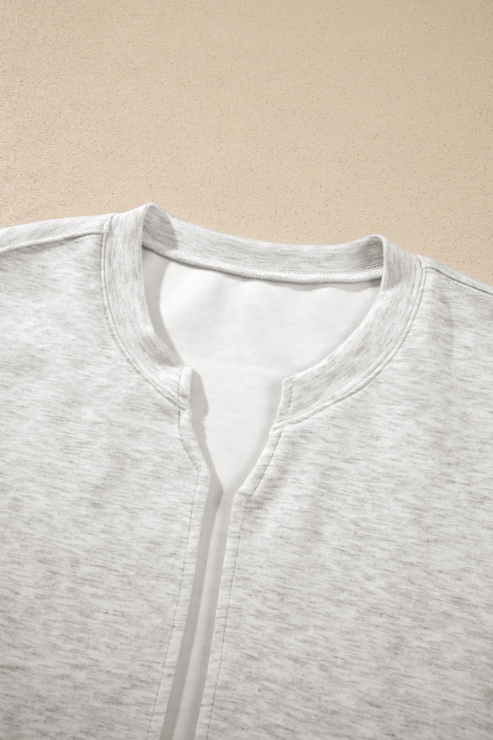 Light Grey Solid Color Jacket Style Open Front Sweatshirt
