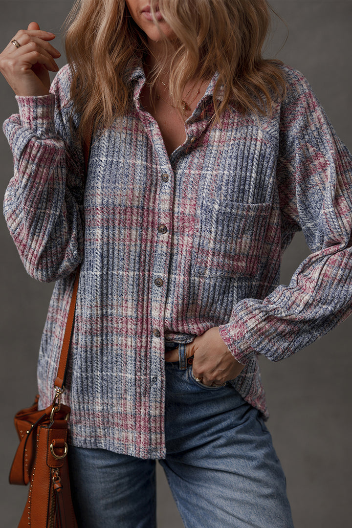 Plaid Textured Chest Pocket Vintage Shirt