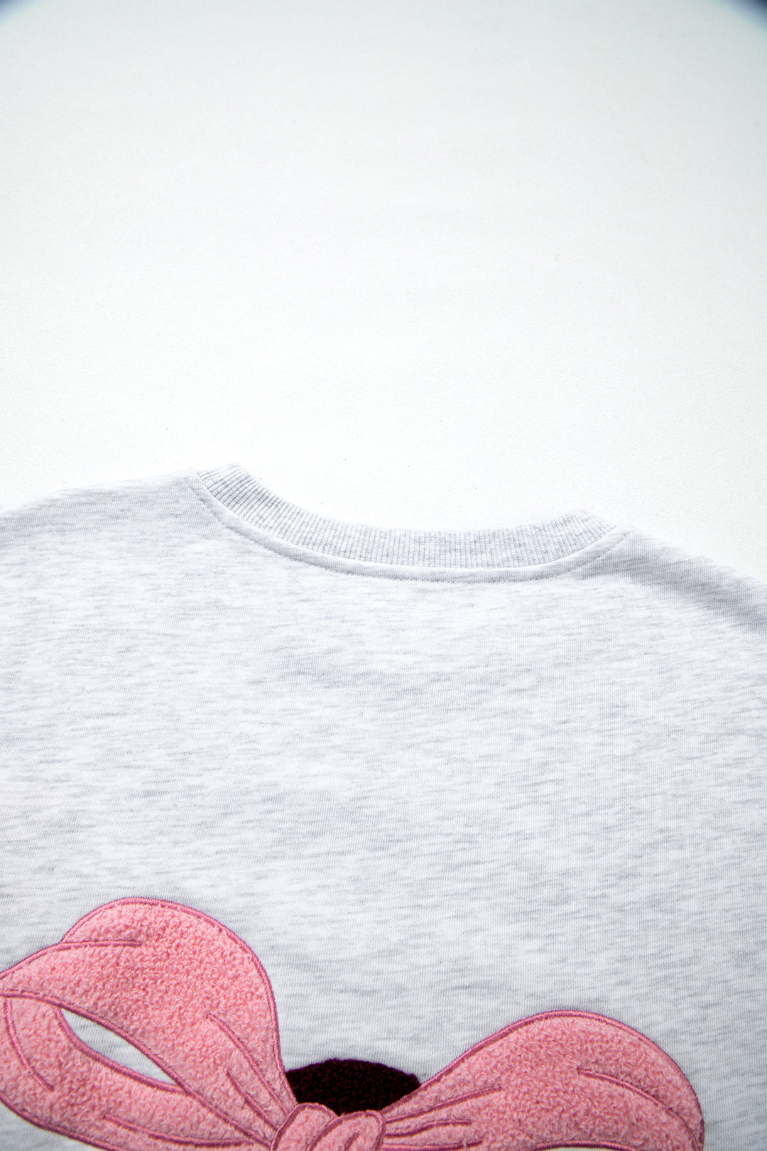 Light Grey Embroidered Football Bow Back Long Sleeve Sweatshirt