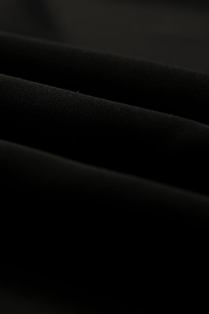 Black V Neck Long Puff Sleeve Top