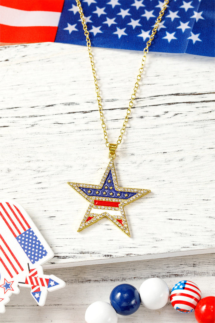 Collier étoile avec strass et drapeau américain
