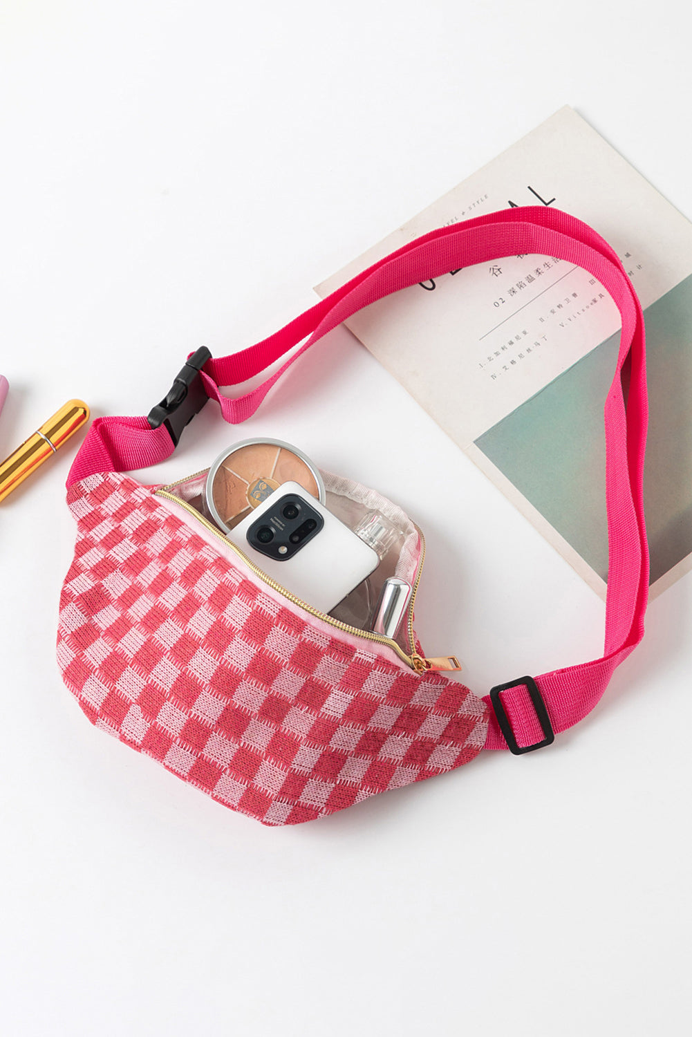 Checkered Pattern Crossbody Sling Bag