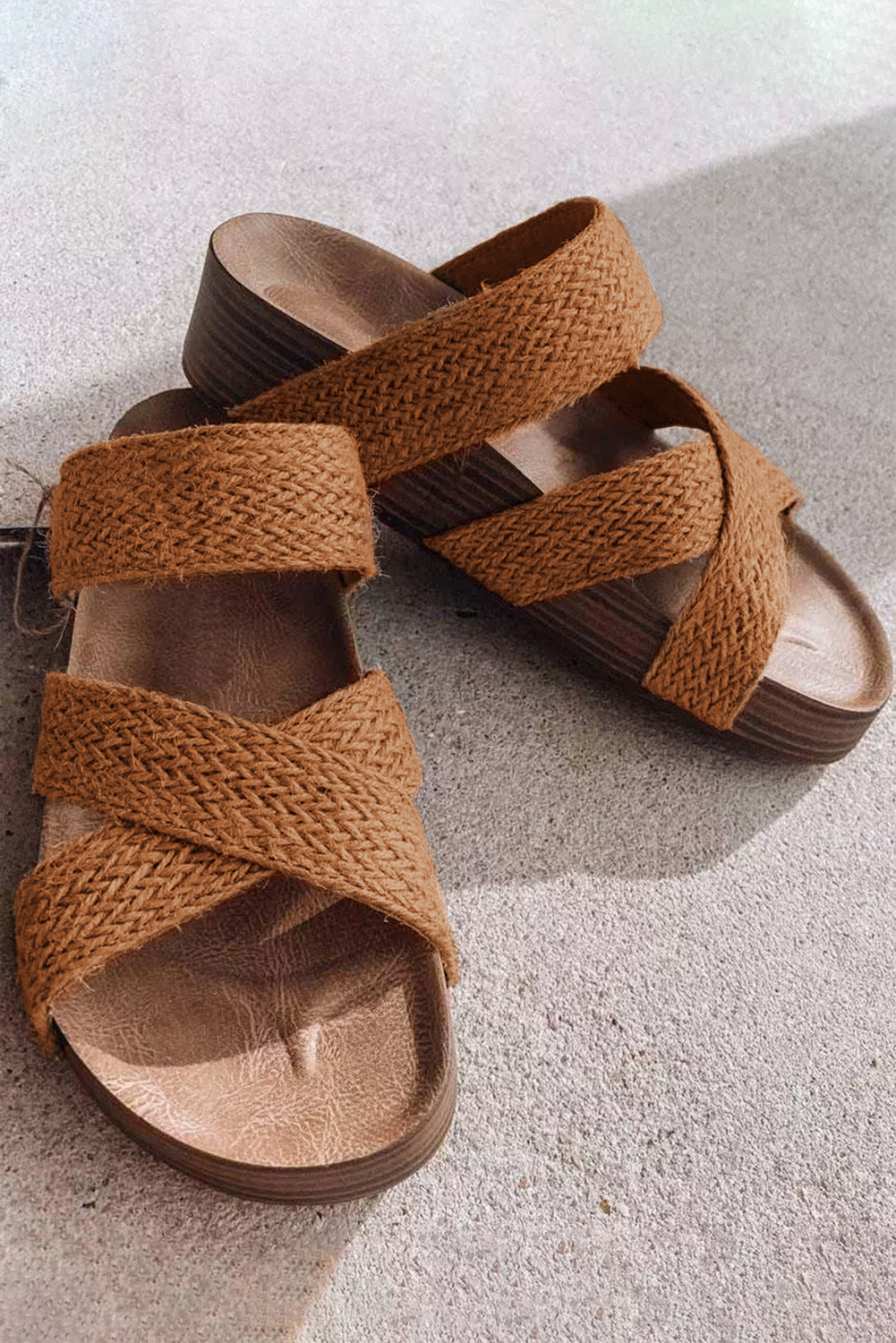 Woven Cross Criss Hollowed Slip-On Slippers