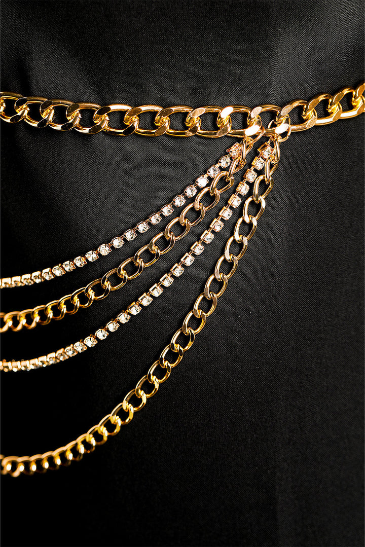 Multi Layer Rhinestone Belt Chain