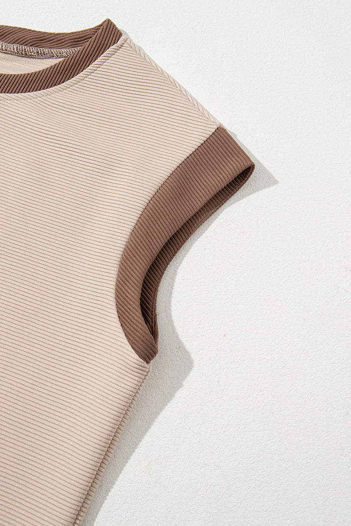 Stylish Textured Color Block Trim Shift Mini Dress