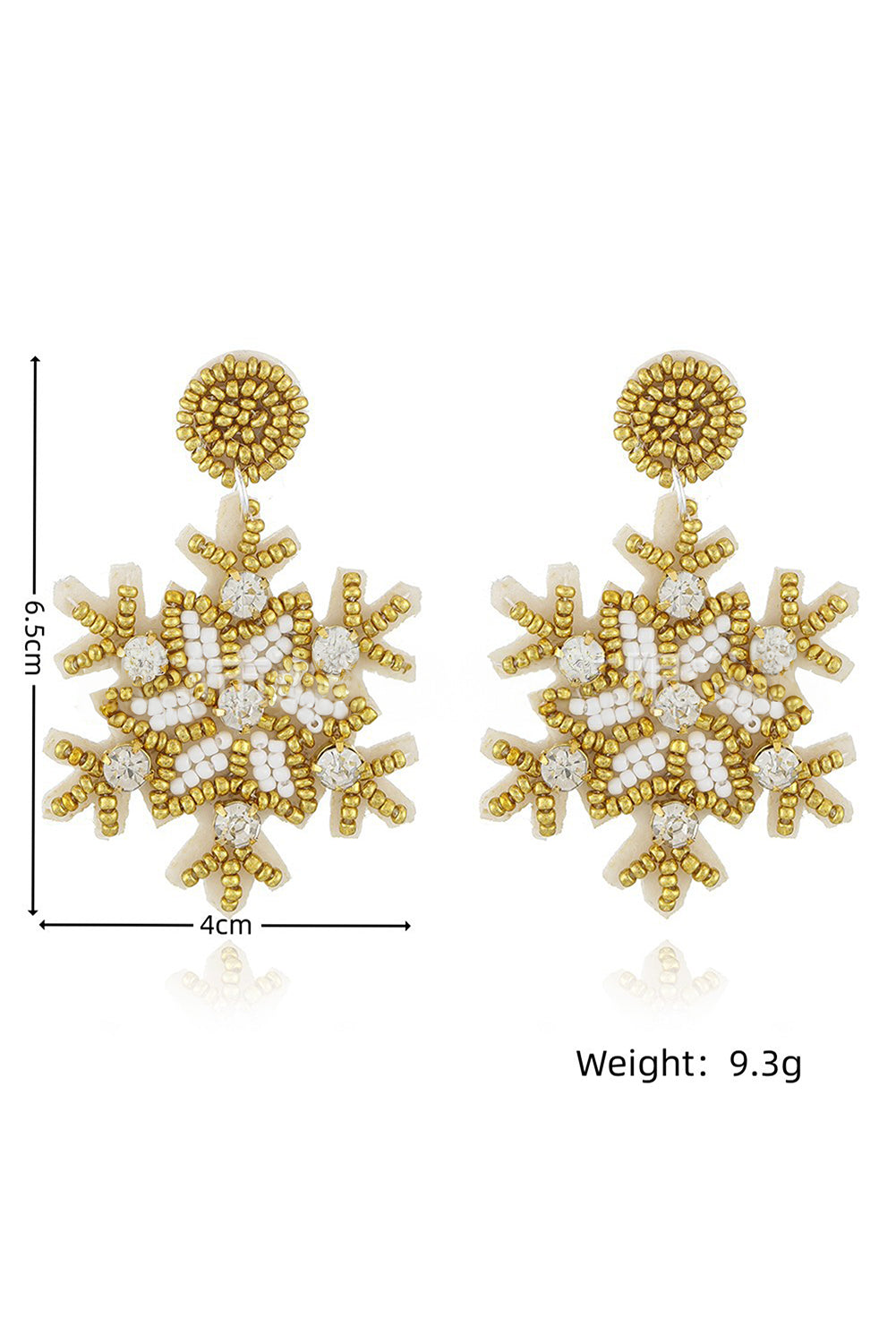 Weihnachts-Schneeflocken-Strass-Reisperlen-Tropfenohrringe