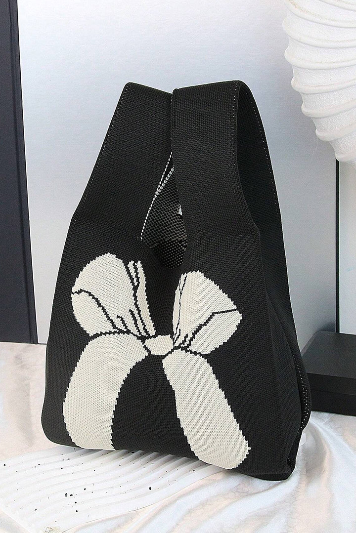 Sac à main tricoté à motif nœud papillon colorblock