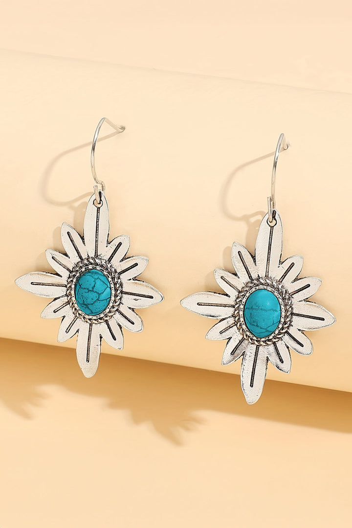 Boucles d'oreilles crochet en forme de fleur turquoise occidentale