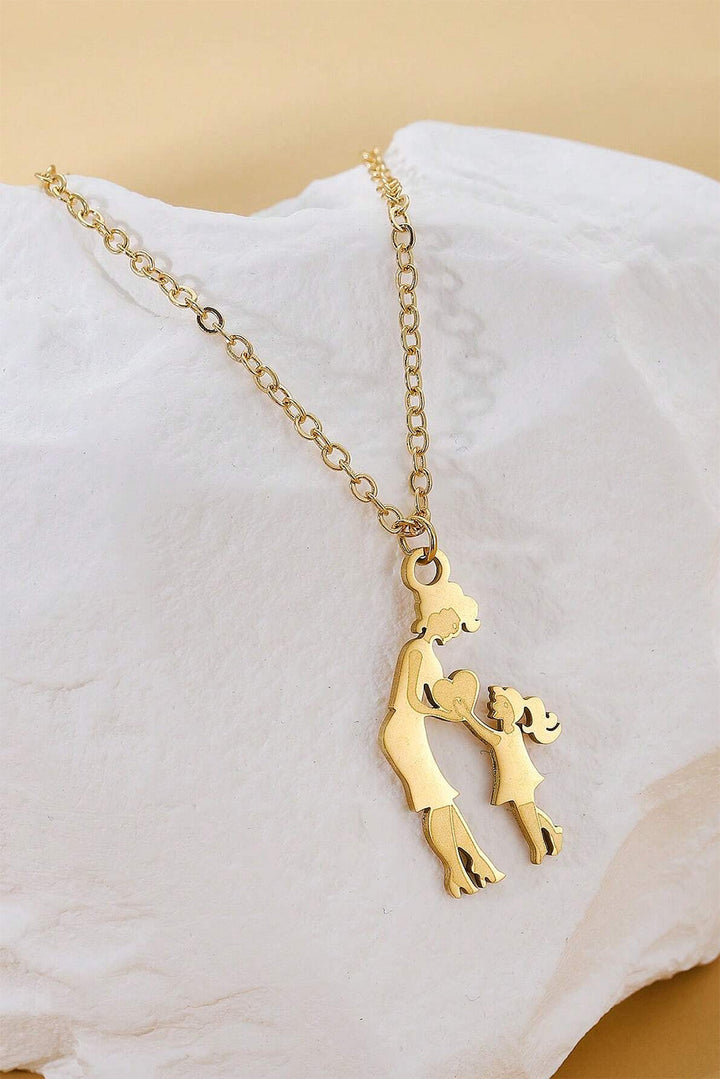 Collier en alliage plaqué avec pendentif cœur mère-fille