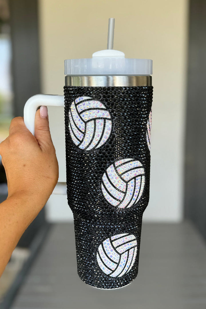 Gobelet de volleyball en strass de 40 oz avec poignée