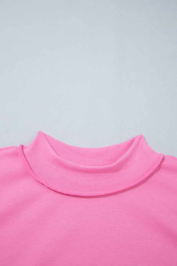 Bright Pink Exposed Seam Detail Reversible Double Wear Plus Size Sweatshirt