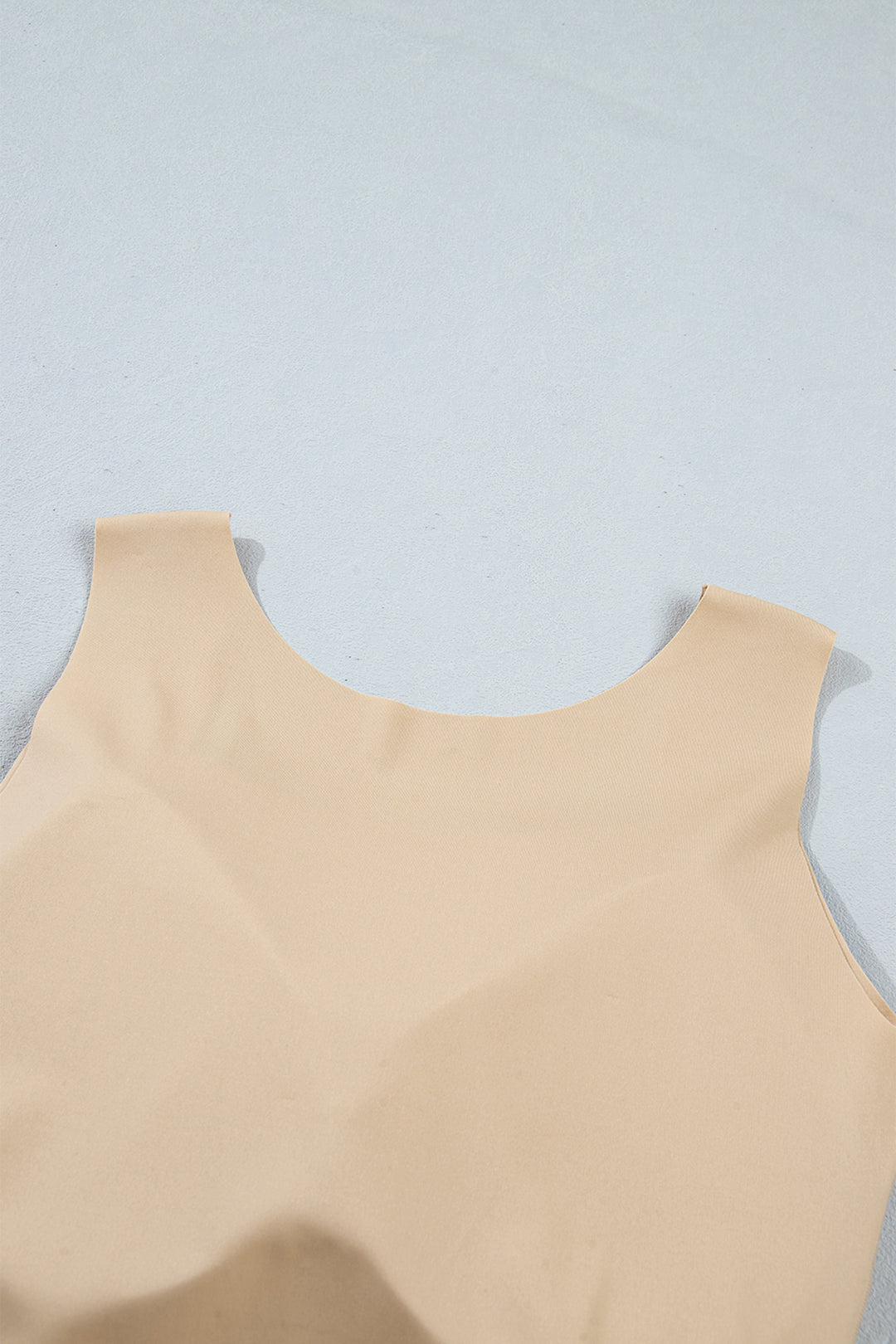 Oatmeal Solid Color Wide Strap Splicing Athleisure Tank Top