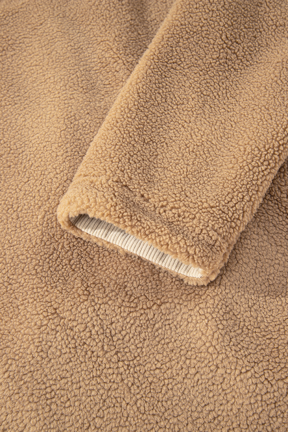 Light French Beige Puffy Plush Corduroy Edge Jacket with Big Pockets