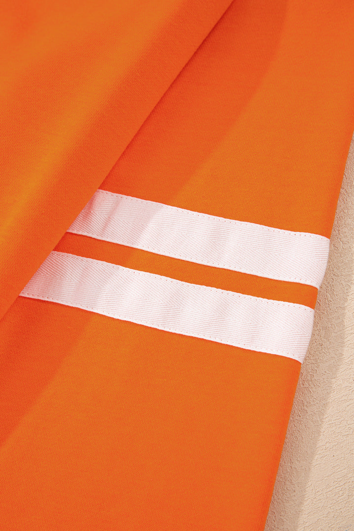 Orange Varsity Stripe Detail Pullover Mini Skort Set