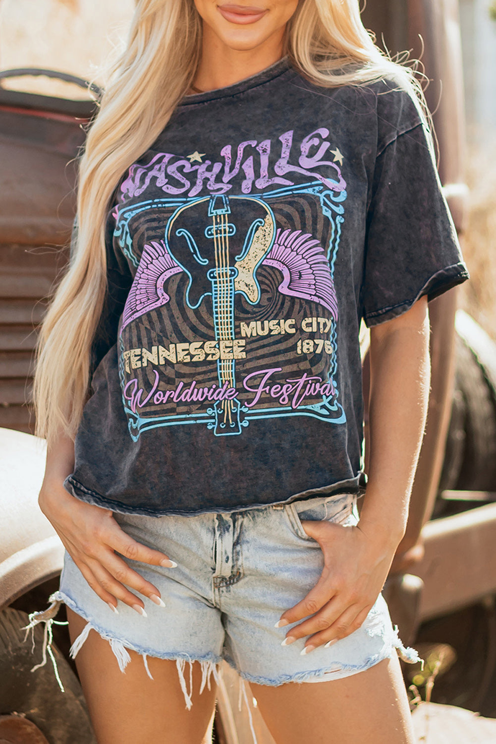 nashville tennessee graphic mineral washed vintage tee