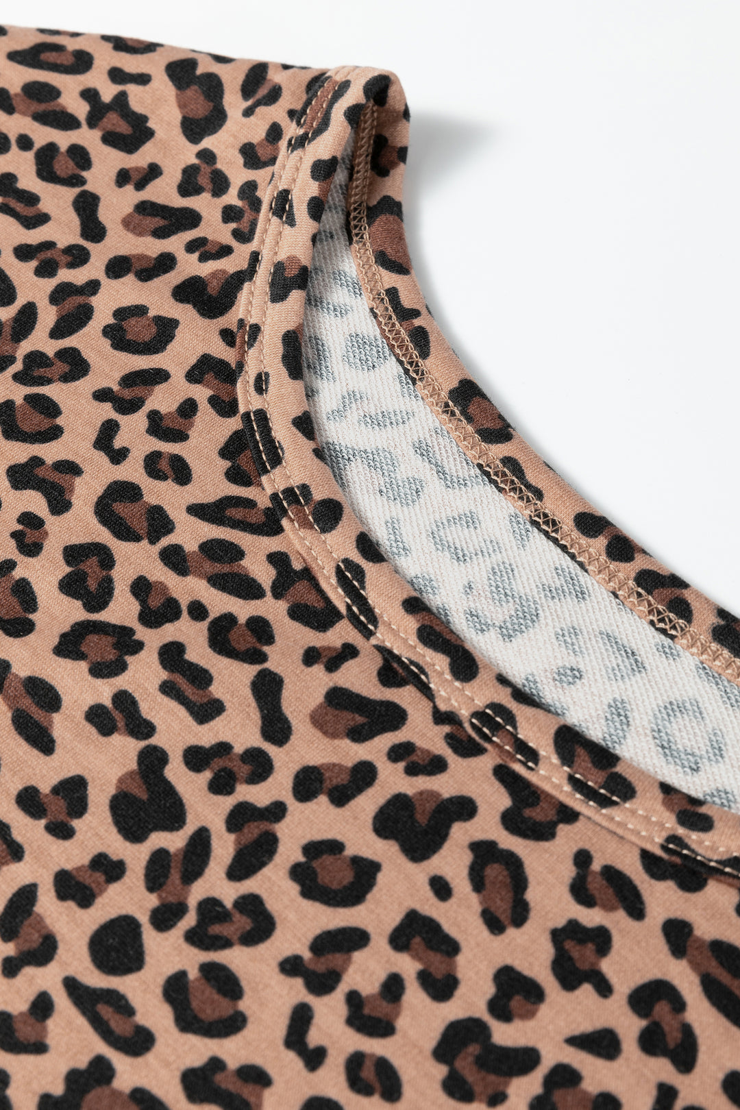 Brown Leopard High-Low Loose Tee Ankle Length Pants Set