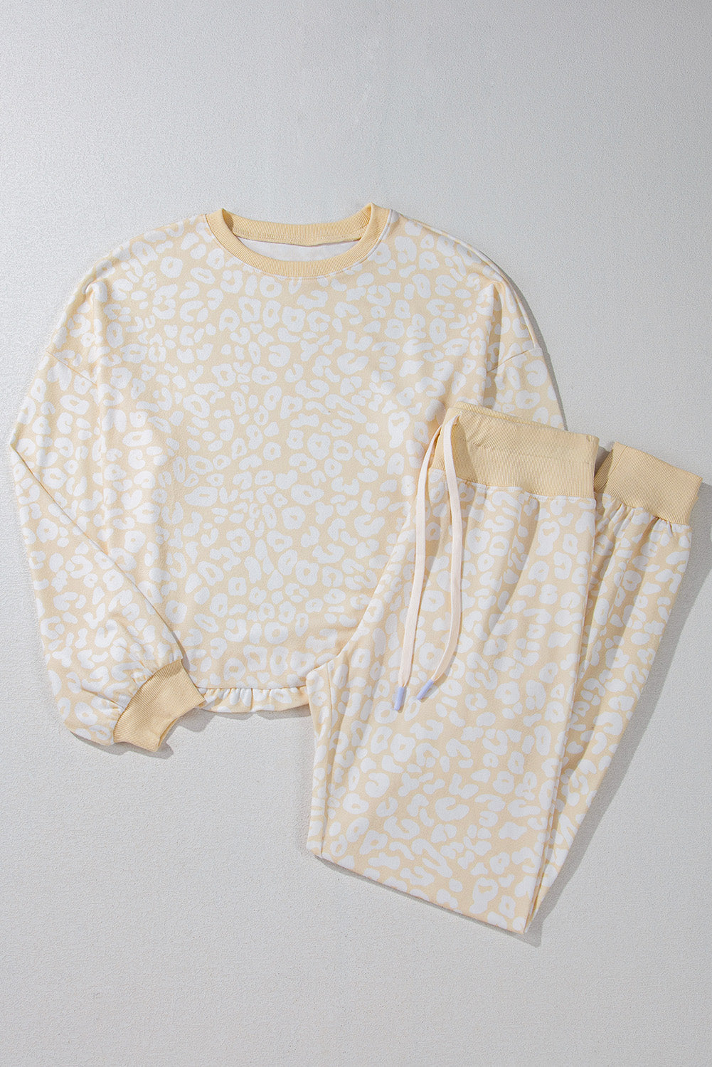 cheetah print two piece loose fit cozy loungewear