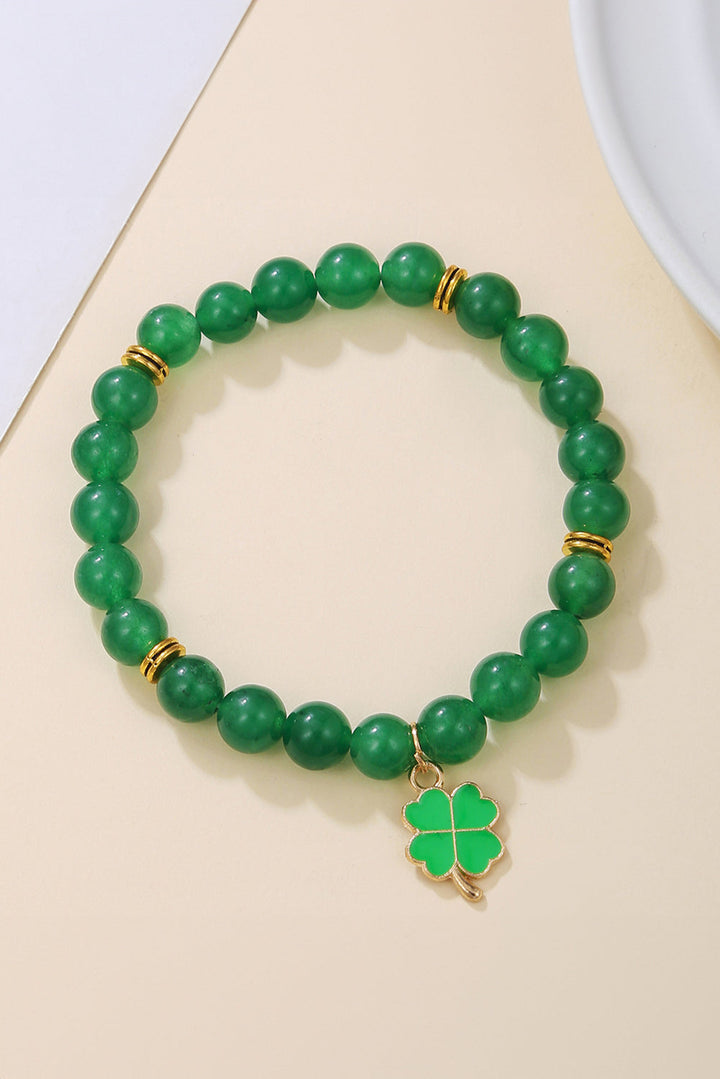 Bracelet élastique en perles de trèfle de la Saint-Patrick