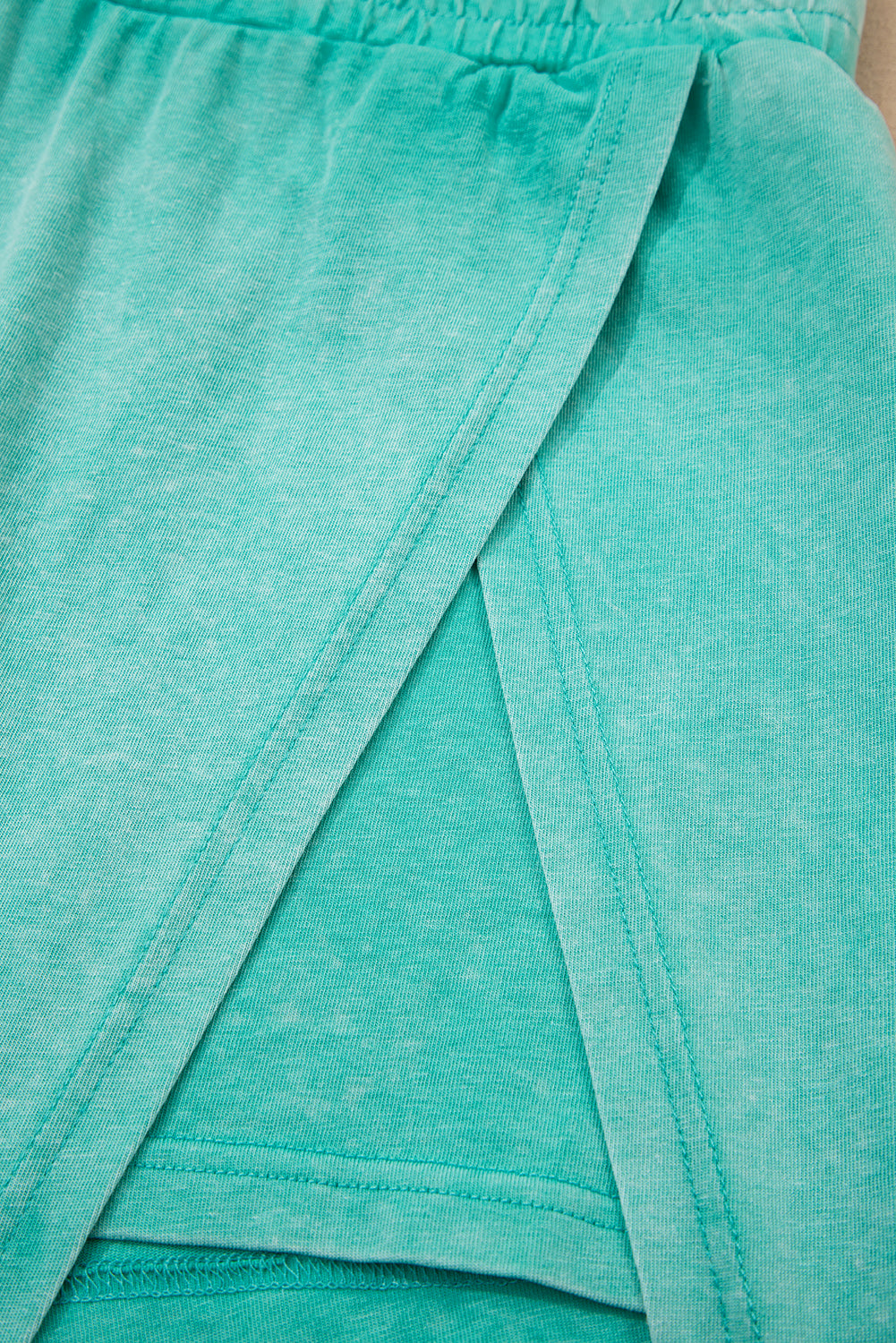 Mint Green Washed Sleeveless Top Split Skort Cotton 2pcs Outfit