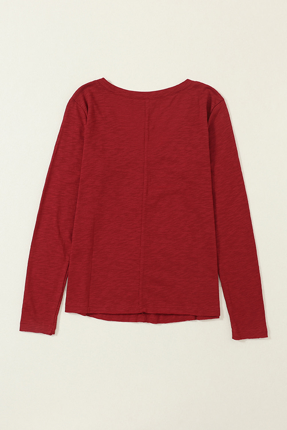 V Neck Center Seam Long Sleeve Tee