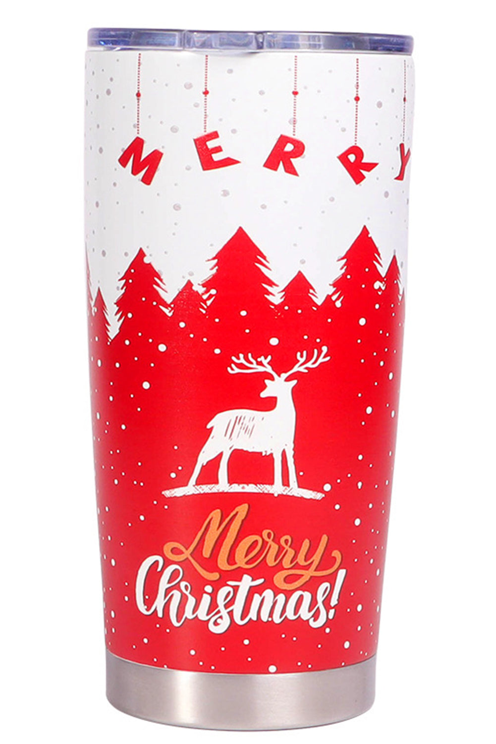 Christmas Tree Elk Print Stainless Steel Tumbler 20 OZ