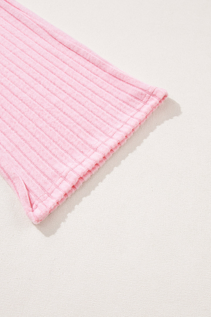 Ensemble deux pièces ample en tricot côtelé à col en V