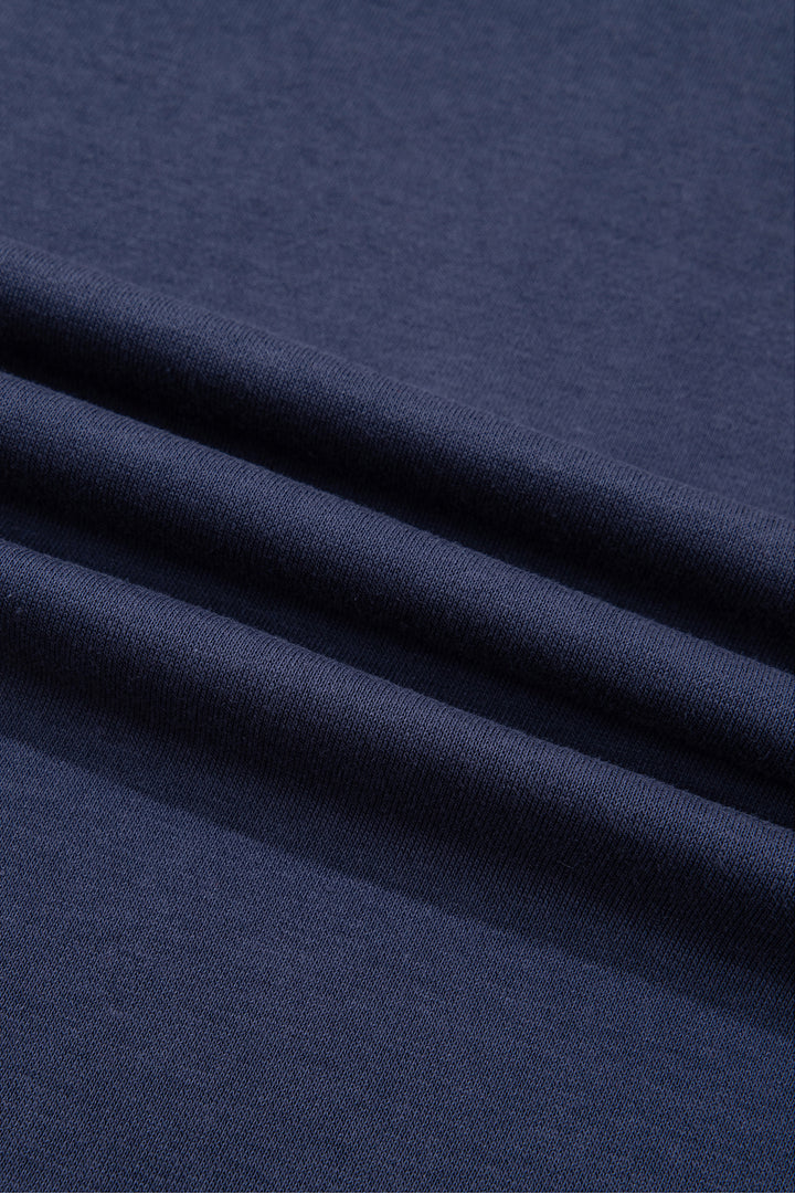 Navy Blue Patchwork Plaid Pocket Quarter Zip Sweatshirt