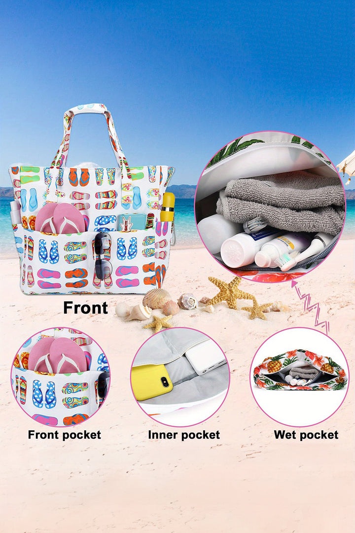 Wasserdichte Strandtasche mit Hausschuhen-Muster