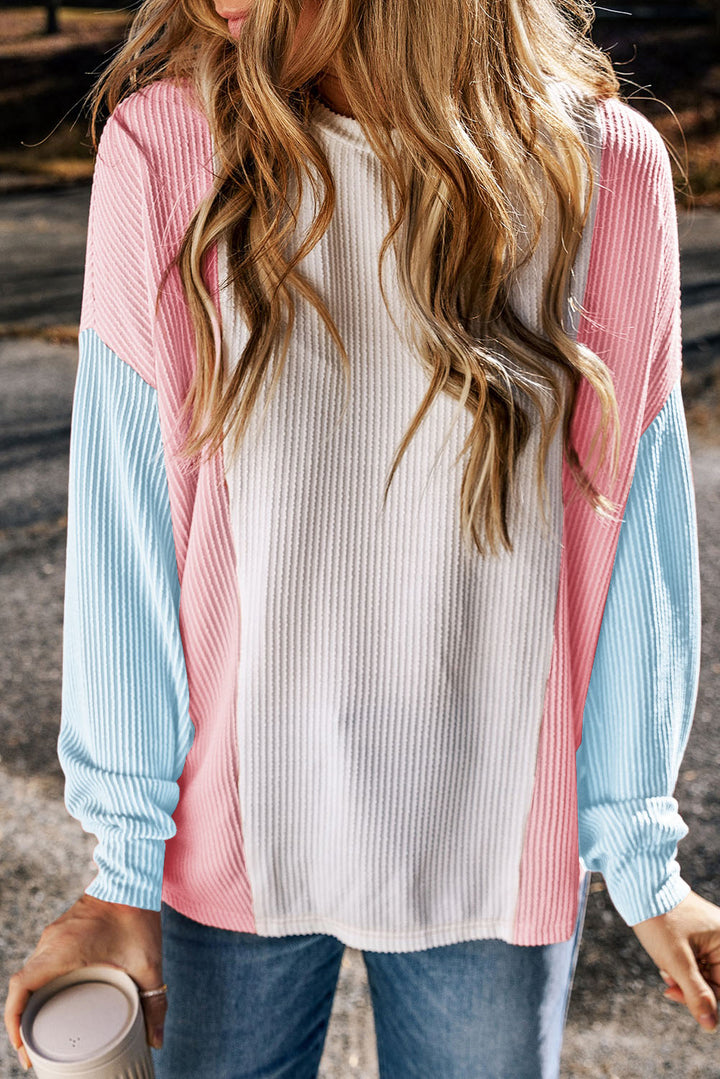 Color Block Corded Long Sleeve Top