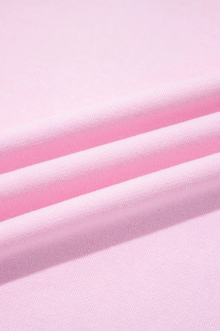 Pink Colorblock Trim Crewneck Long Sleeve Pullover Sweatshirt