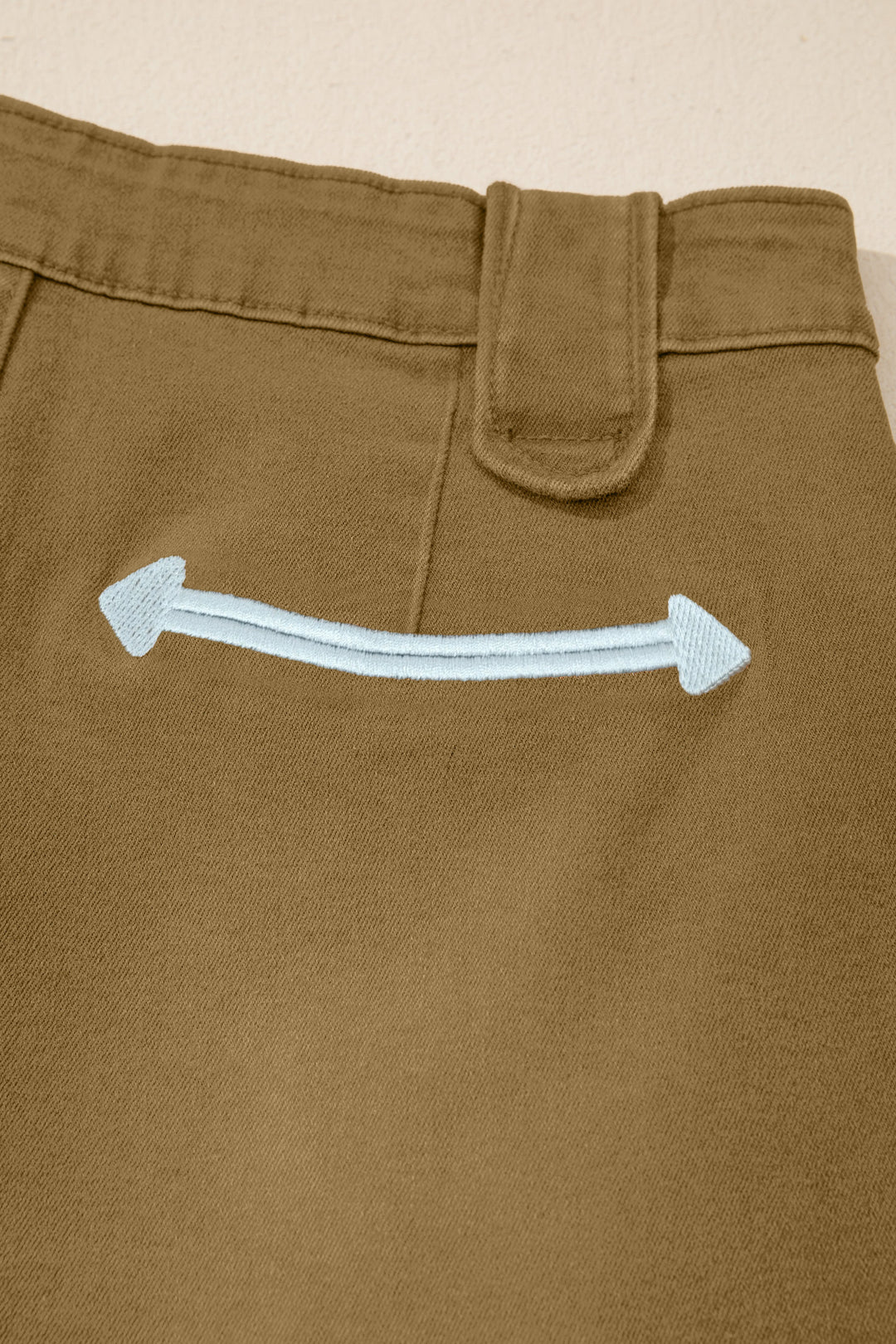 Pale Khaki Contrast Arrow Detail Western Denim Shorts