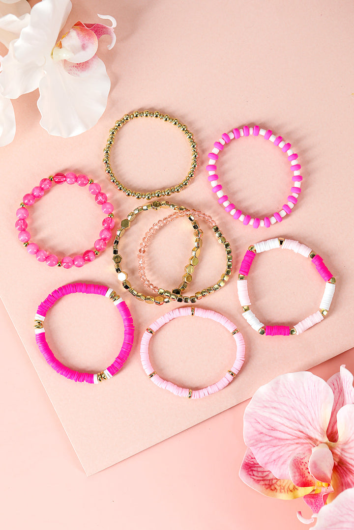 Ensemble de 8 bracelets élastiques perlés Saint-Valentin