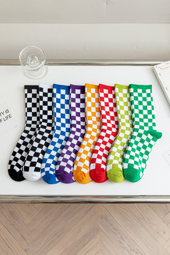 Chaussettes en coton à imprimé damier