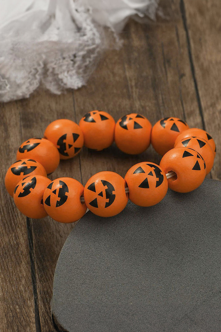 Bracelet de perles en forme de visage de citrouille d'Halloween