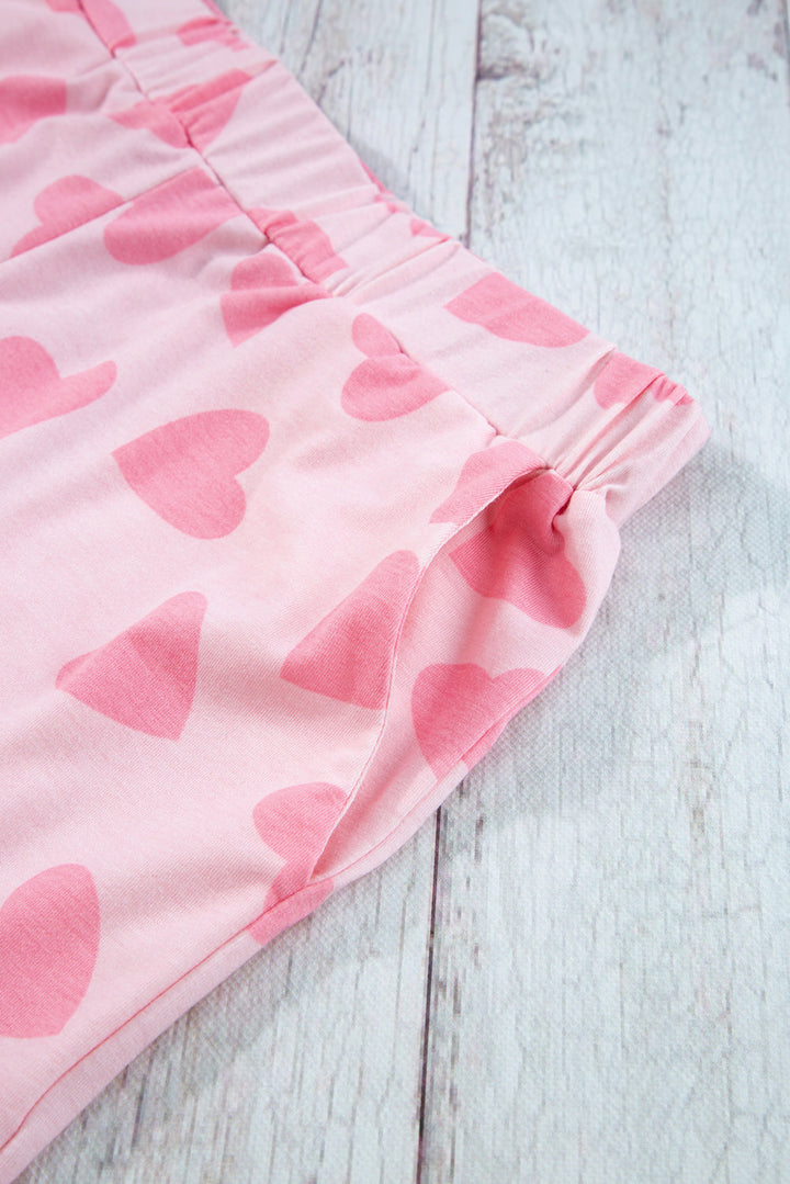 valentine heart shape print long sleeve top shorts lounge set 1