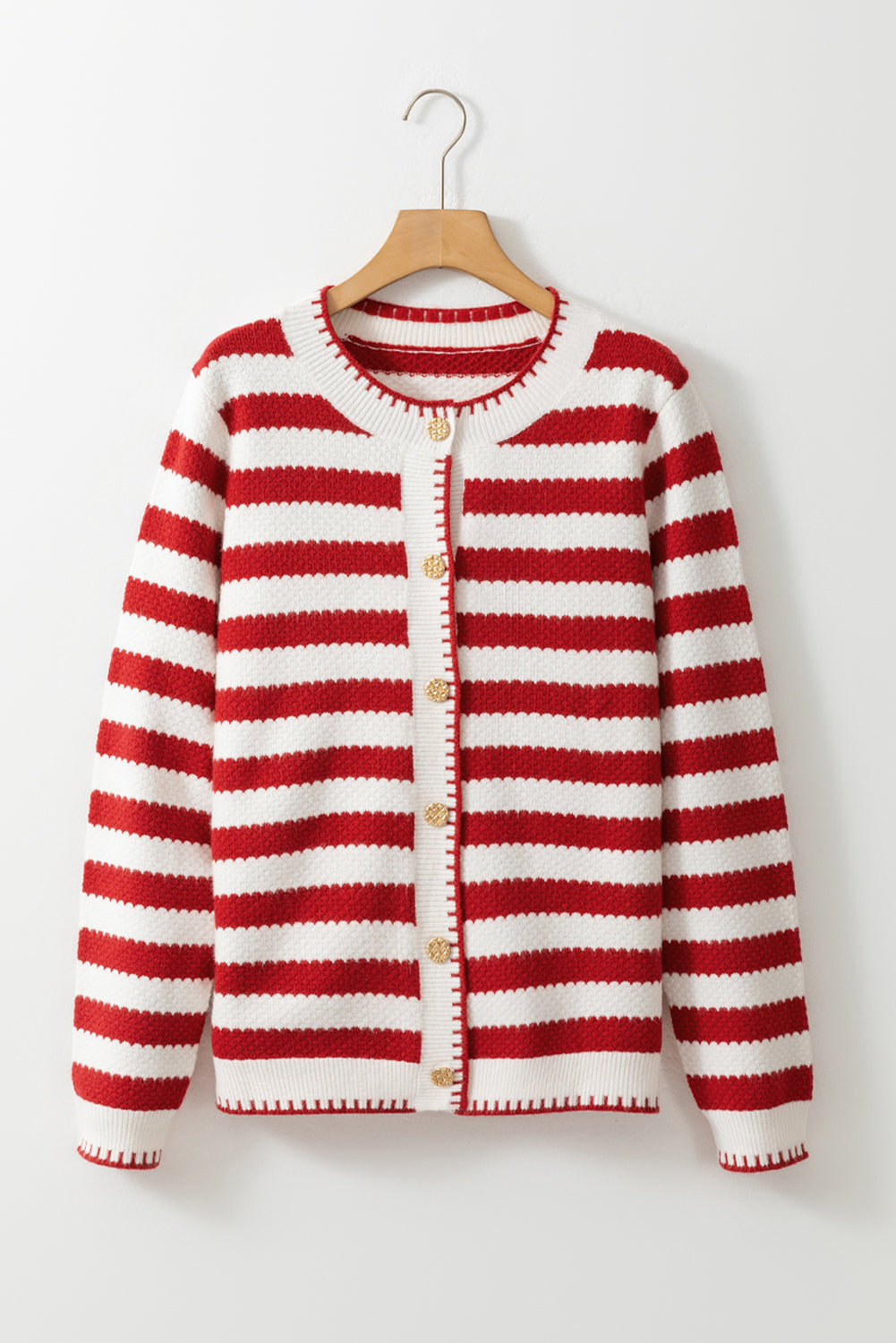 Chic Golden Button Cardigan Sweater