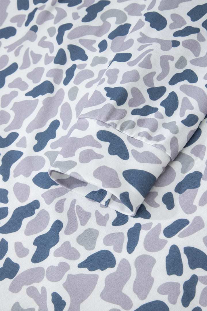 Multicolour Camouflage Print Kangaroo Pocket Zip Collar Pullover Sweatshirt