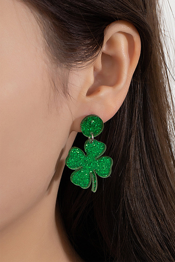 Boucles d'oreilles à tige en forme de trèfle de la Saint-Patrick