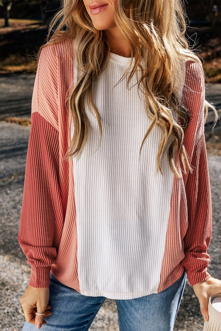 Color Block Corded Long Sleeve Top