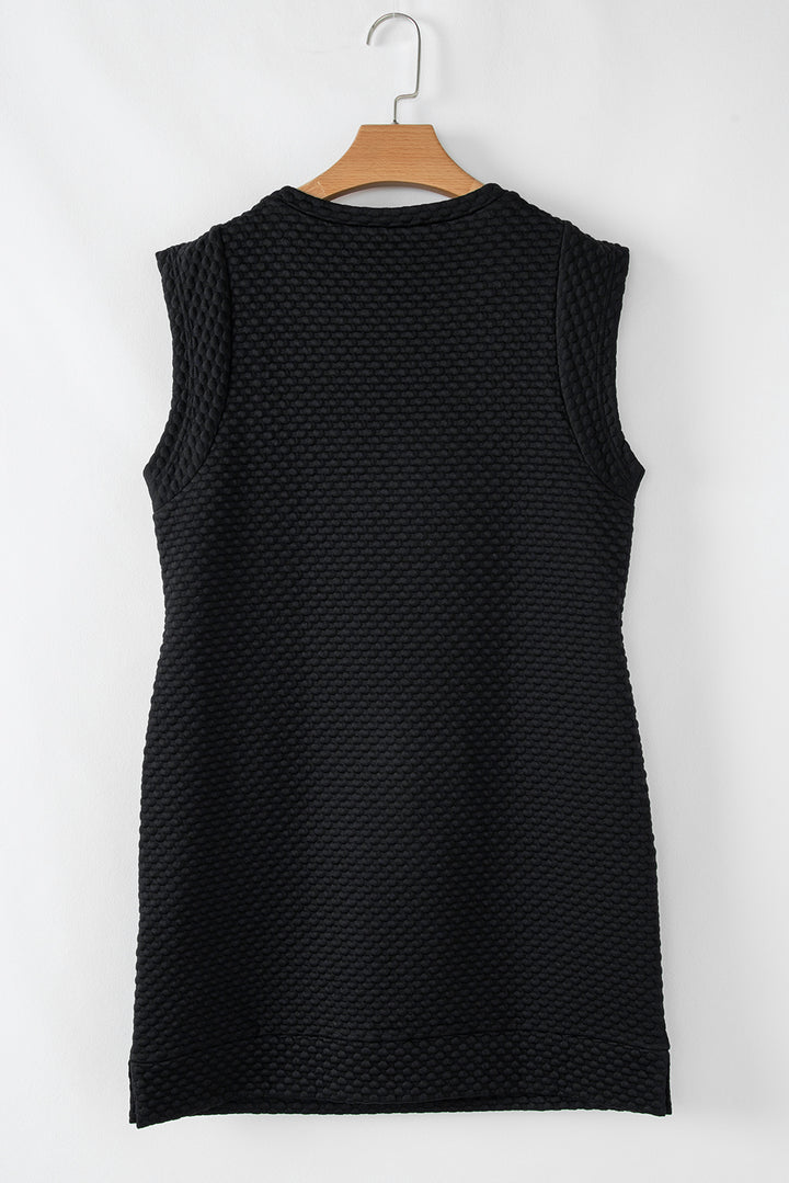 Textured Cap Sleeve T-shirt Shift Mini Dress
