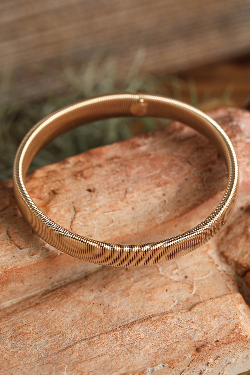 Stretchy Plated Metal Wide Bangle