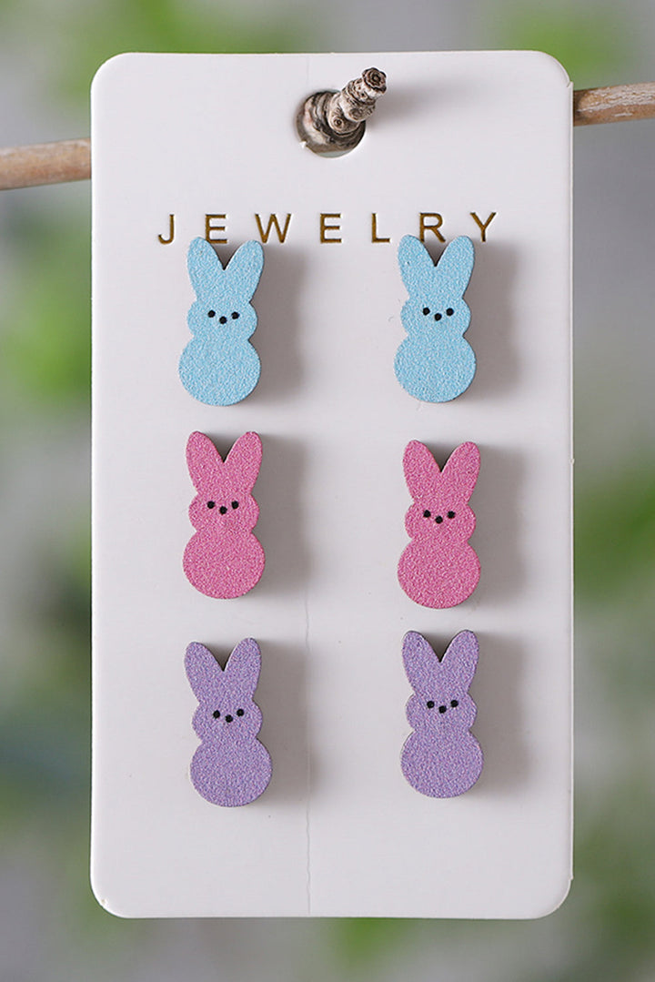 Boucles d'oreilles en bois en forme de lapin de Pâques