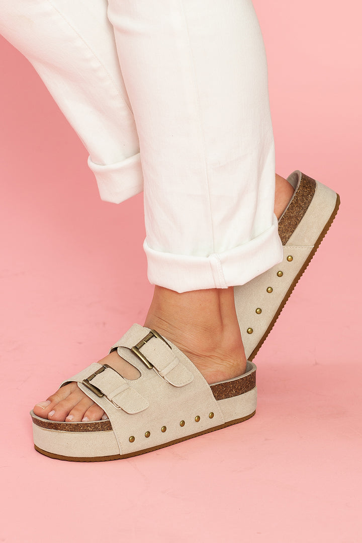 Suede Buckle Decor Footbed Sandal Slippers