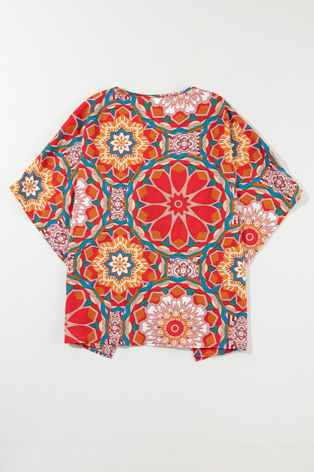 Floral Print Batwing Sleeve V Neck Blouse