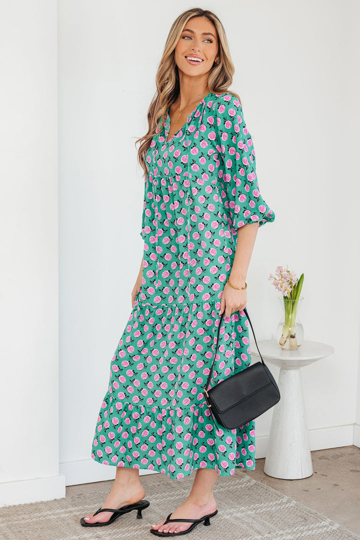 Boho Printed Half Sleeve Maxi Dress