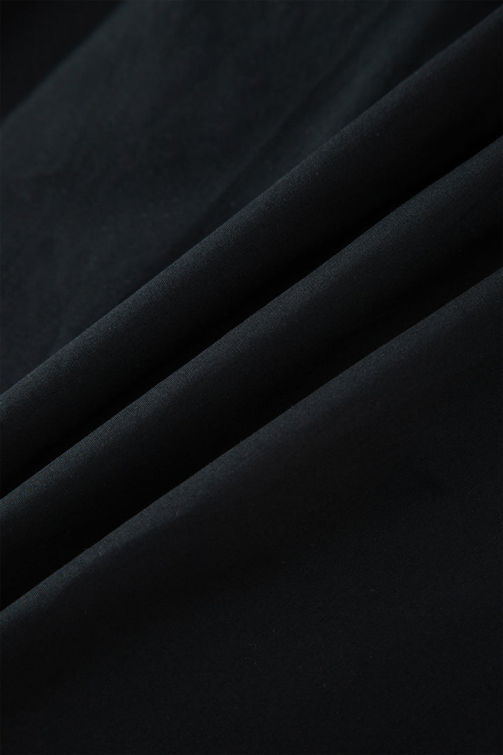 Black Contrast Trim Pleated Casual Active Shorts