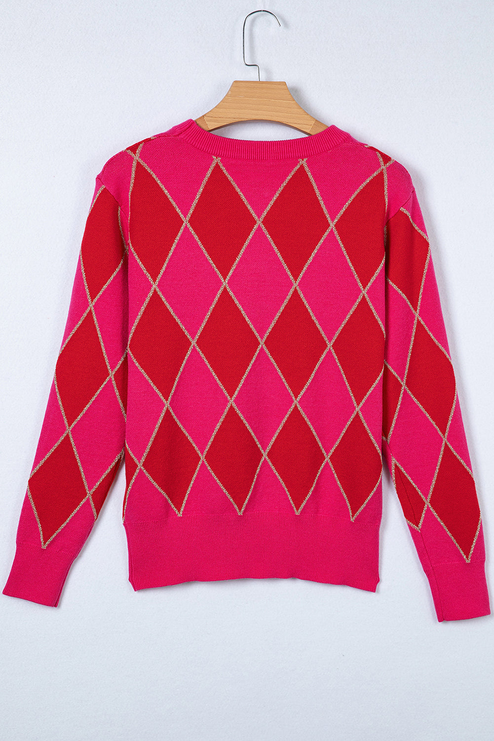 Glitter Rhombus Pattern Knit Womens Casual Sweater